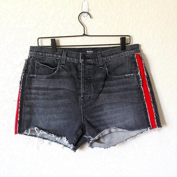 Hudson Jeans Shorts Hudson Black Cut Off Red Side Stripe Jean